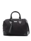 Aspinal Of London Navy Logo-print Suede And Leather Bowling Bag In Blue