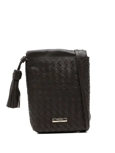 Aspinal Of London Hudson Woven Mini Crossbody Bag In Black