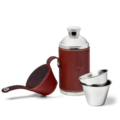Aspinal Of London Hunter 6oz Leather Hip Flask In Brown
