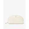 ASPINAL OF LONDON ASPINAL OF LONDON IVORY CROC-EMBOSSED SMALL LEATHER MAKEUP BAG