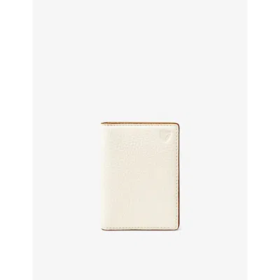 Aspinal Of London Ivory Double-fold Logo-embossed Leather Card Case