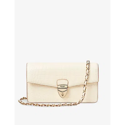 Aspinal Of London Ivory Mayfair Leather Clutch