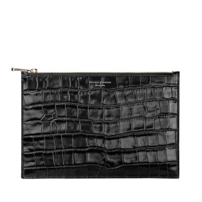 Aspinal Of London Large Essential Flat Pouch In Black
