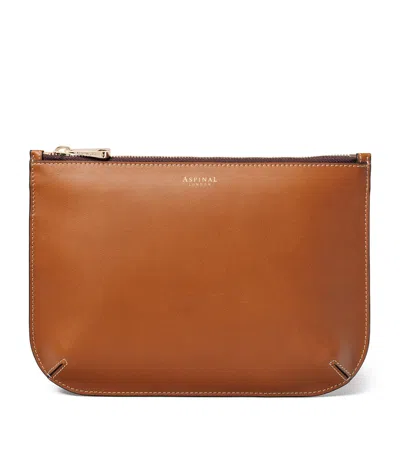 Aspinal Of London Large Leather Ella Pouch In Brown