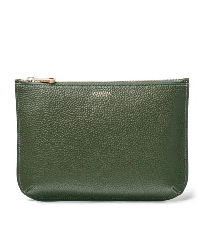 Aspinal Of London Large Leather Ella Pouch In Green