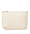 Aspinal Of London Womens Ivory Ella Logo-print Large Grained-leather Pouch In Neutral