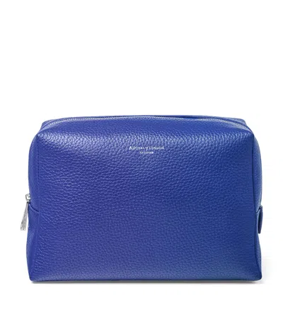Aspinal Of London Large Leather London Cosmetic Case In Blue