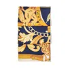 Aspinal Of London Womens Navy Large Merino-silk Blend Scarf In Multi