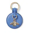 Aspinal Of London Leather Bee Keyring In Capri Blue