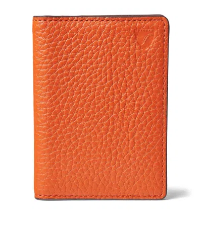 Aspinal Of London Grained-leather Cardholder In Orange
