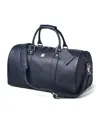 Aspinal Of London Navy Boston Branded Leather Travel Bag In Blue