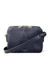 Aspinal Of London A-stitched Pebbled-leather Camera Bag In Navy