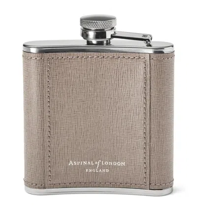 Aspinal Of London Leather Classic Hip Flask In Gray