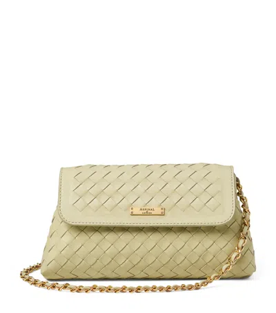 Aspinal Of London Leather Clutch Bag In Green