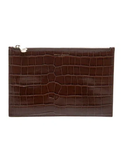 Pre-owned Aspinal Of London Leather Clutch In Brown