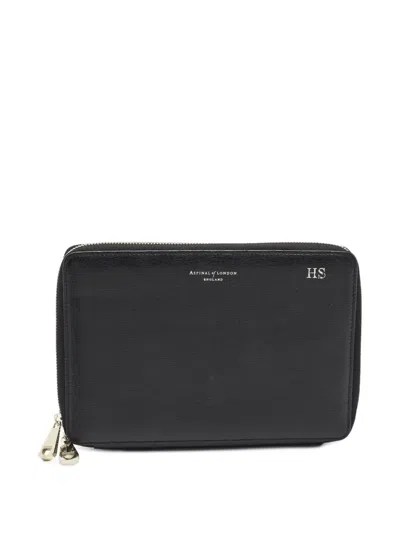 Pre-owned Aspinal Of London Leather Continental Wallet In Black