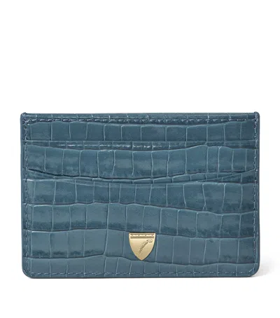 ASPINAL OF LONDON LEATHER CROC-EMBOSSED SLIM CARD HOLDER