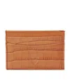 Aspinal Of London Leather Croc-embossed Slim Card Holder In Orange