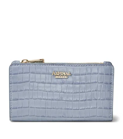 Aspinal Of London Leather Croc-embossed Mayfair Purse In Gray