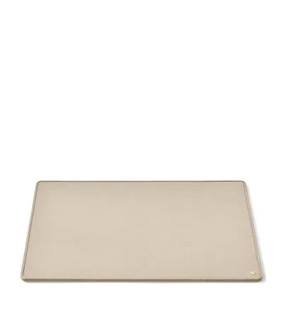 Aspinal Of London Leather Desk Blotter In Gray