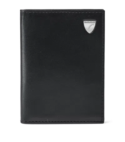 Aspinal Of London Leather Double Fold Card Holder In Black