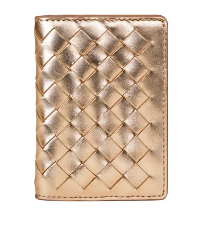 Aspinal Of London Leather Double Fold Card Holder In Gold
