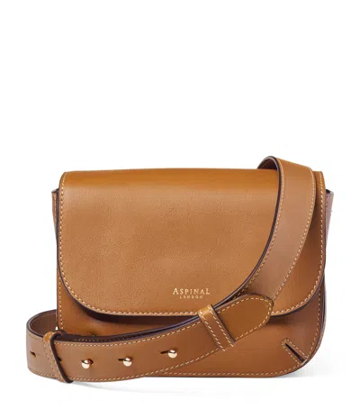 Aspinal Of London Womens Tan Ella Logo-print Grained-leather Cross-body Bag