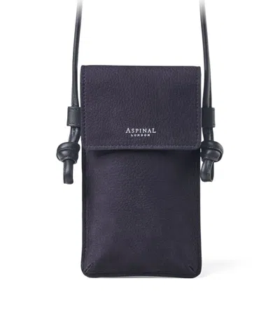 Aspinal Of London Leather Ella Phone Pouch In Navy