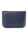 Aspinal Of London Womens Navy Ella Large Logo-print Grained-leather Pouch In Blue