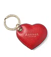 Aspinal Of London Womens Cardinalred Heart-shaped Branded Pebbled-leather Keyring In Multi