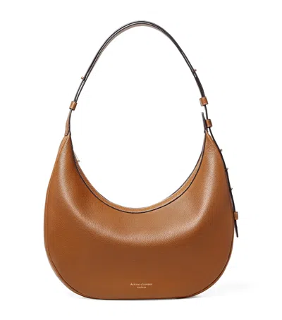 Aspinal Of London Leather Hudson Crescent Cross-body Bag In Brown