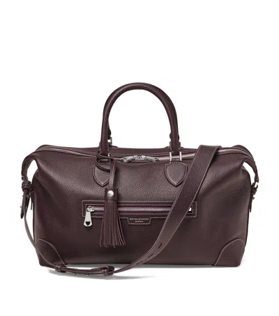 Aspinal Of London Leather Hudson Flight Bag In Burgundy
