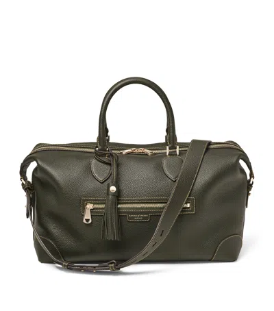 Aspinal Of London Leather Hudson Flight Bag In Green