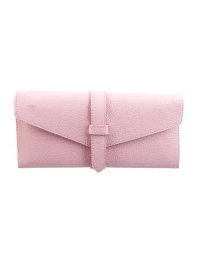Pre-owned Aspinal Of London Leather Jewelry Travel Clutch In Pink