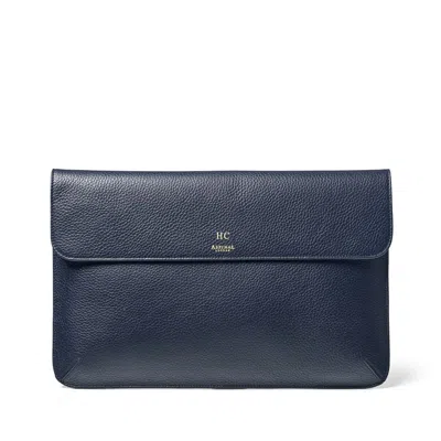Aspinal Of London Leather Laptop Case In Blue