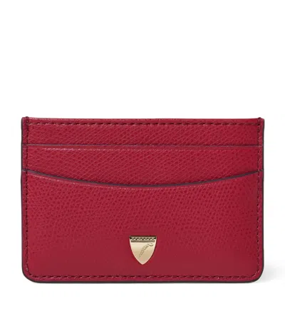 Aspinal Of London Leather Logo Card Holder In Red