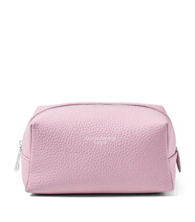 Aspinal Of London Leather London Make-up Bag In Purple