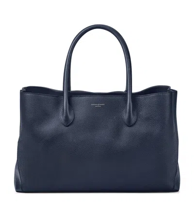 Aspinal Of London Womens London Large Leather Tote Bag In Navy