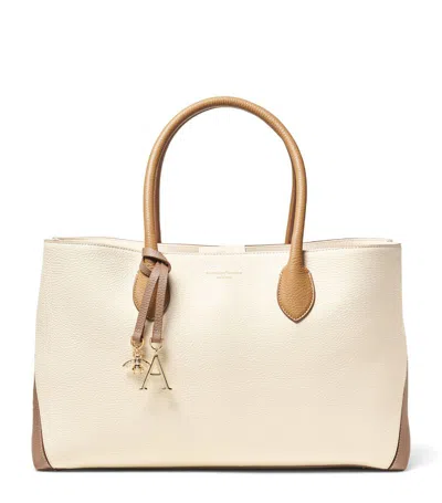 Aspinal Of London Womens Taupe London Logo-print Leather Tote Bag