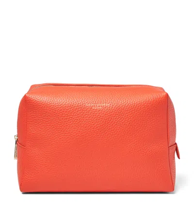 Aspinal Of London Leather London Wash Bag In Orange