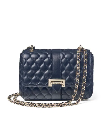 Aspinal Of London Womens Navy Lottie Branded-hardware Quilted Leather Shoulder Bag