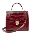 Aspinal Of London Womens Mayfair Large Crocodile-embossed Leather Top-handle Bag Merlot In Burgundy