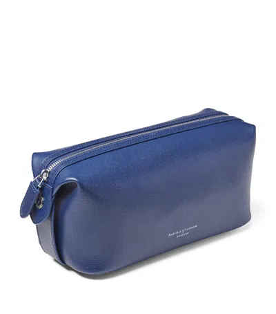 Aspinal Of London Leather Mount Street Wash Bag In Blue