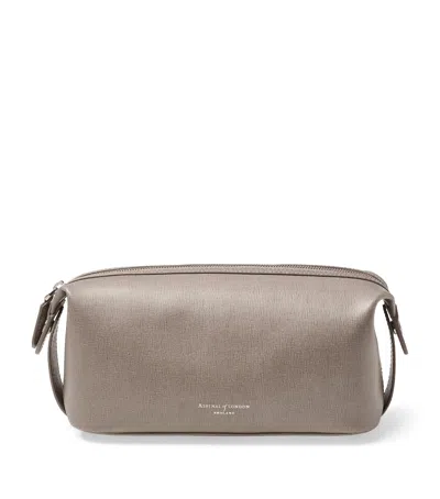 Aspinal Of London Leather Mount Street Wash Bag In Gray