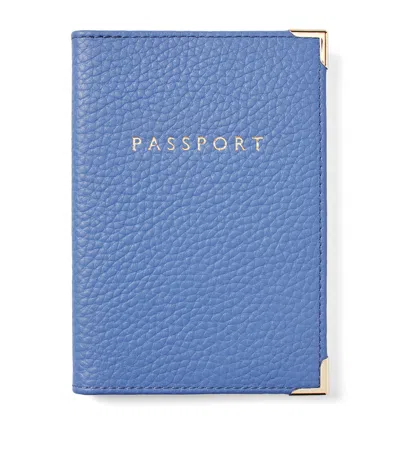 Aspinal Of London Leather Passport Cover In Blue