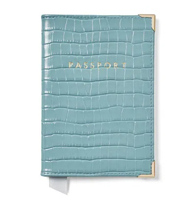 Aspinal Of London Leather Passport Cover In Blue