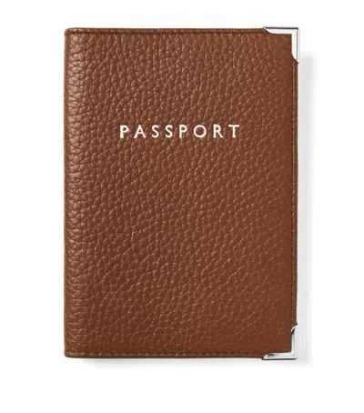 Aspinal Of London Leather Passport Cover In Brown