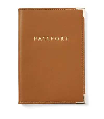 Aspinal Of London Leather Passport Cover In Brown