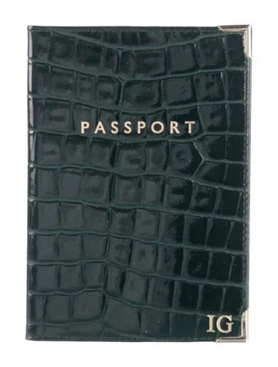 Pre-owned Aspinal Of London Leather Passport Cover In Green