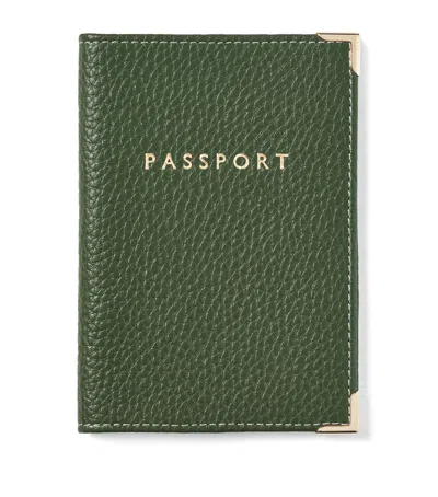 Aspinal Of London Leather Passport Cover In Green